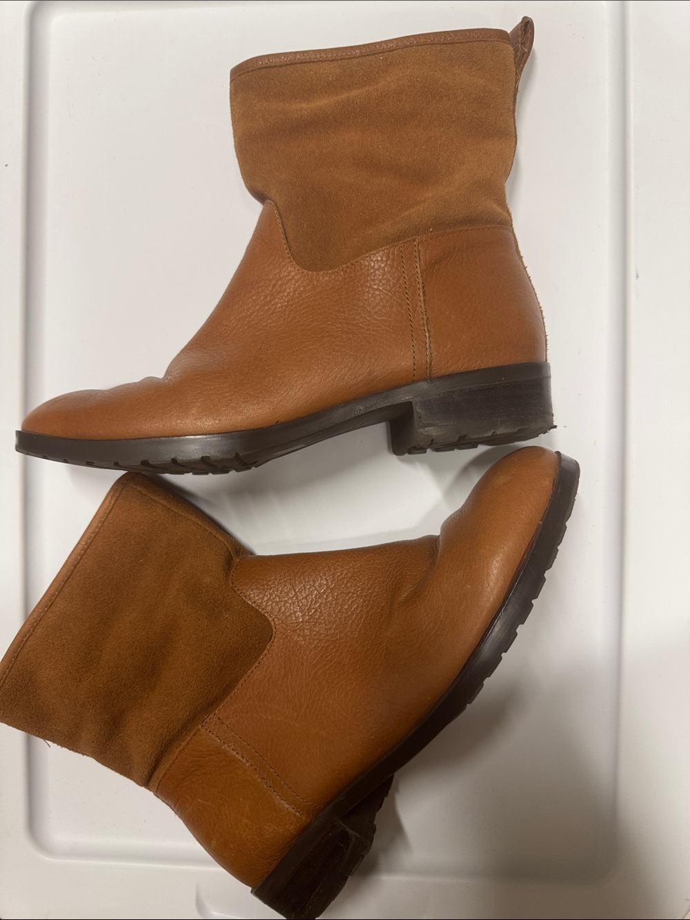 GAP Cognac Brown Leather & Suede Ankle Booties